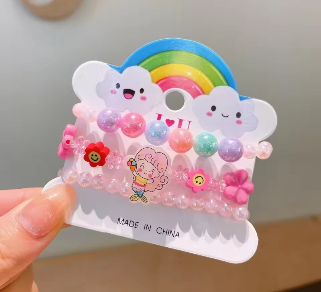 Cute & colorful 3-piece resin bracelets for girls! 🌈✨
