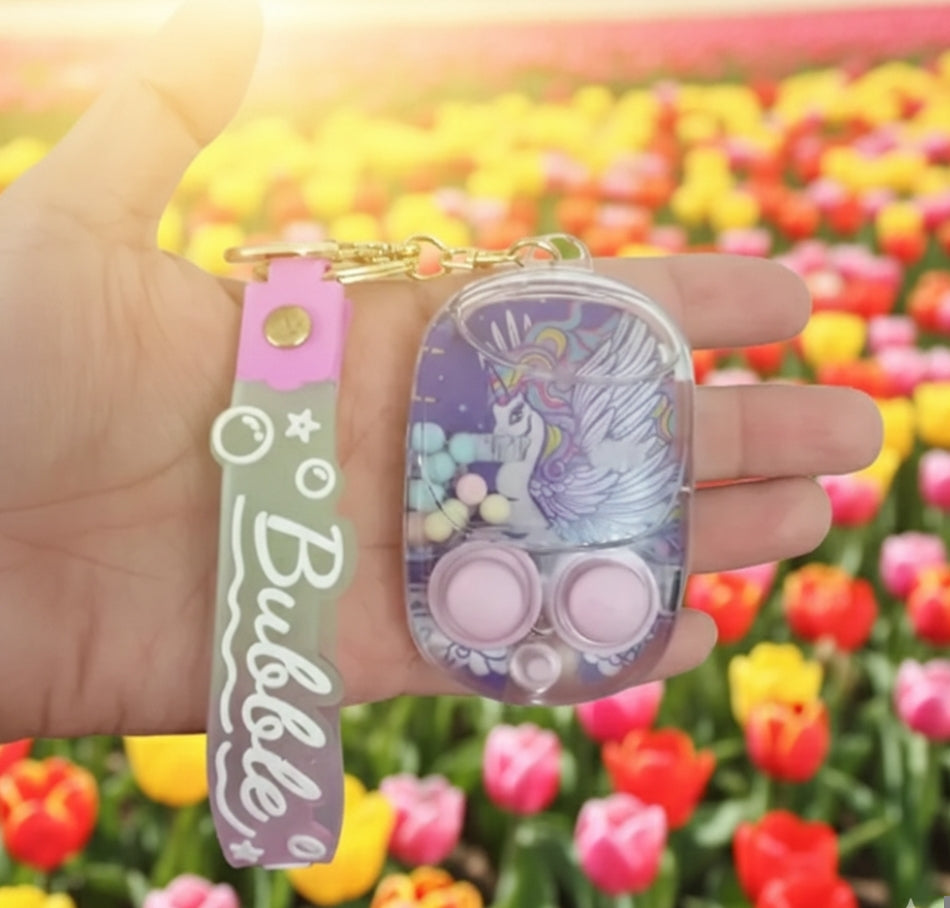Cute Unicorn Bubble Game Keychain|Stress Relief Fidget Toy with Soft Silicone Buttons & Colorful Design