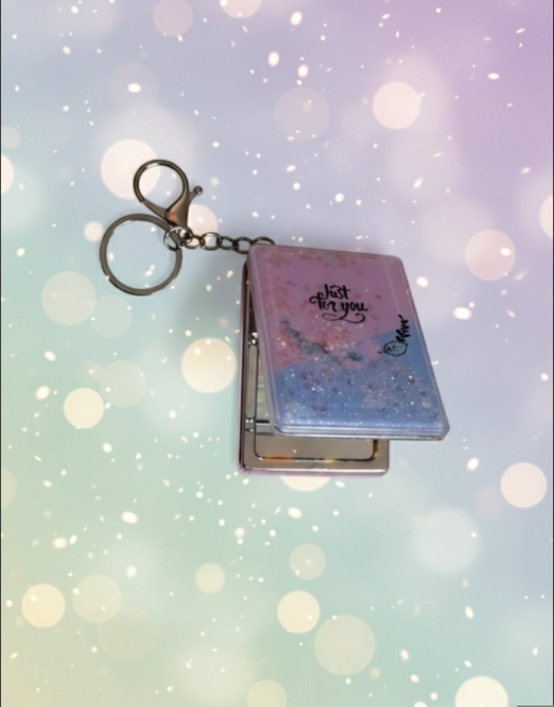 ✨ Shimmering "Just For You" Compact Mirror Keychain